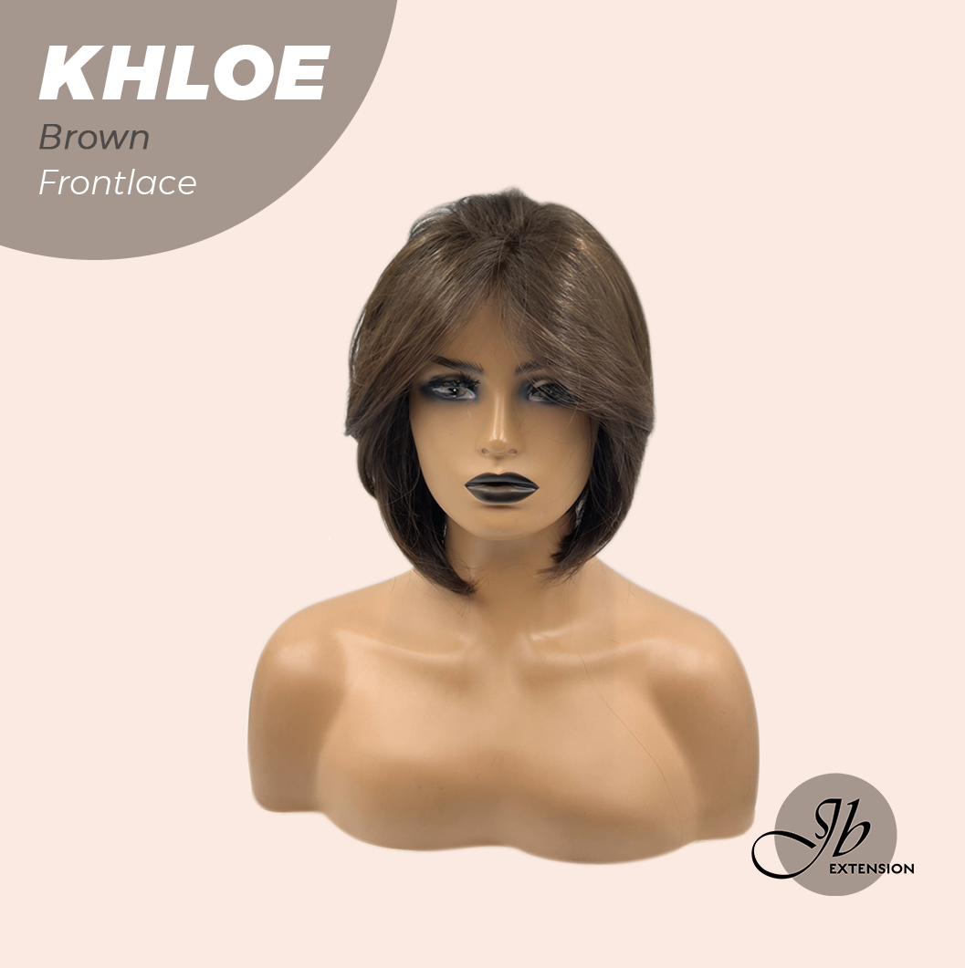 JBEXTENSION 12 Inches Bob Cut Brown Pre-Cut Snowflake Lace Frontlace Glueless Wig KHLOE BROWN【PERMATEASE】【BENDY EAR TABS】- M/L