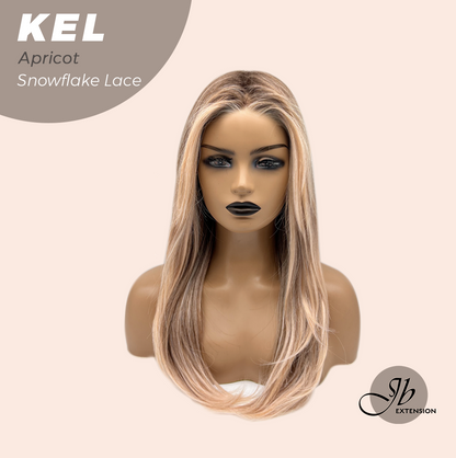 JBEXTENSION 22 Inches Apricot Pre-Cut Snowflake Lace Frontlace Glueless Wig KEL APRICOT【PERMATEASE】【BENDY EAR TABS】- S/M