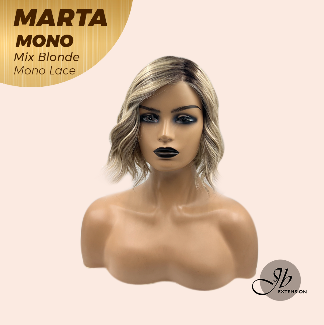 [FINAL SALE] JBEXTENSION MARTA MONO MIX BLONDE Monofilament Handmade Wig 6X5 Full Monofilament Hand Tied Top Wig 10 Inches Mix Blonde Mono Lace Handmade Futura Fiber Wig With Anti-slip Silicone Strips Glueless Wig MARTA MONO MIX BLONDE【BENDY EAR TABS】