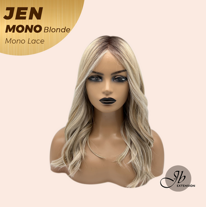 JBEXTENSION JEN MONO Monofilament Handmade Wig 6X5 Full Monofilament Hand Tied Top Wig 18 Inches Blonde Mono Lace Wig With Anti-slip Silicone Strips Glueless Wig JEN MONO BLONDE【BENDY EAR TABS】