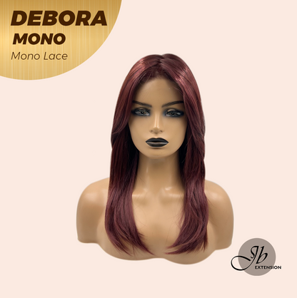 HOT OF SEASON - DEBORA MONO Monofilament Handmade Wig 6X5 Full Monofilament Hand Tied Top Wig 20 Inches Dark Red Mono Lace Wig With Anti-slip Silicone Strips Glueless Wig DEBORA MONO【BENDY EAR TABS】
