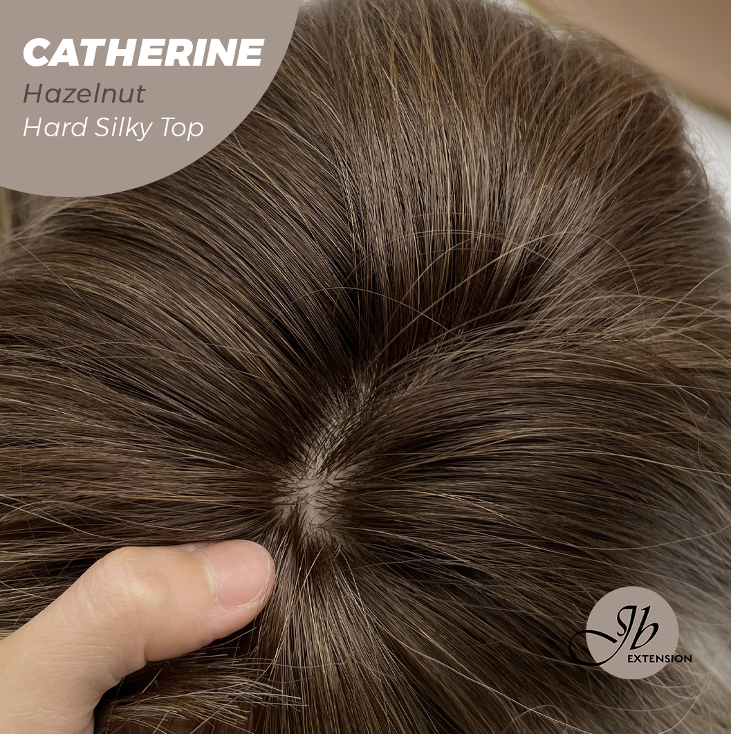 HOT OF SEASON - 25 Inches Scalpiana Hazelnut 3.5X4 Hard Silky Top Natural Scalp Effect Wig With Bangs CATHERINE HAZELNUT