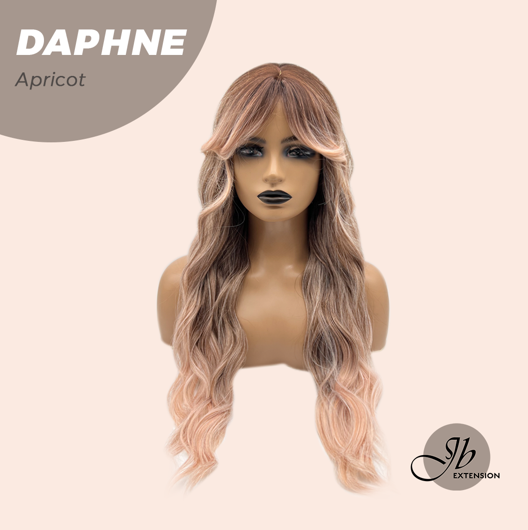 JBEXTENSION 29 Inches Long Body Wave Apricot Wig with Bangs DAPHNE APRICOT