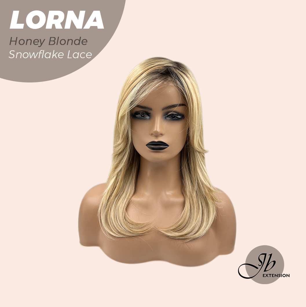 [FINAL SALE] JBEXTENSION 18 Inches Honey Blonde Curly Pre-Cut Snowflake Lace Frontlace Glueless Wig LORNA SNOWFLAKE HONEY BLONDE【PERMATEASE】【BENDY EAR TABS】