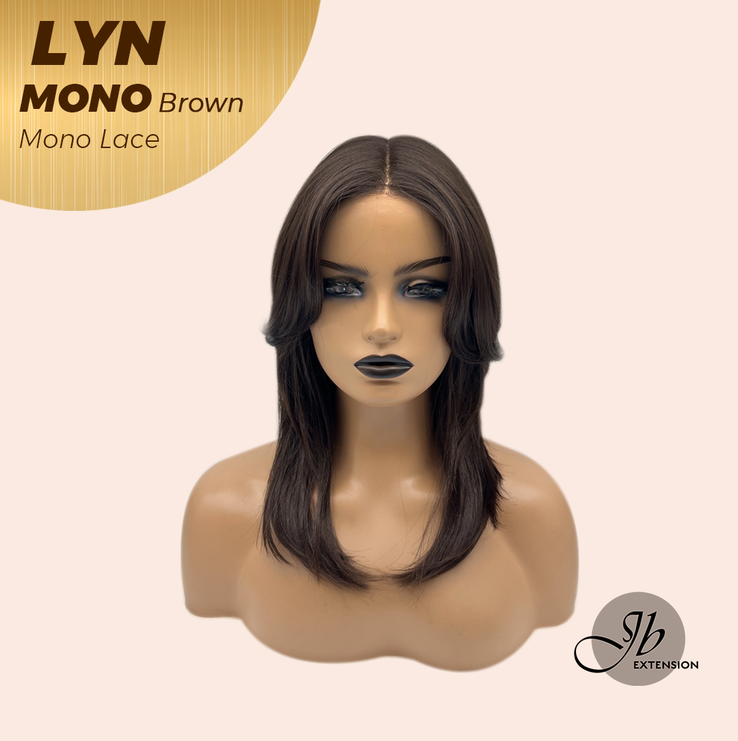 JBEXTENSION LYN MONO Partial Monofilament Wig 17 Inches Brown Partial Mono Lace Glueless Wig LYN MONO BROWN【BENDY EAR TABS】