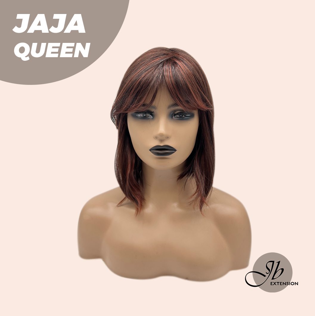 [FINAL SALE] JBEXTENSION 12 Inches Red Short Women Fashion Wig With Bangs JAJA QUEEN RED【PLUS PERMATEASE】【BENDY EAR TABS】