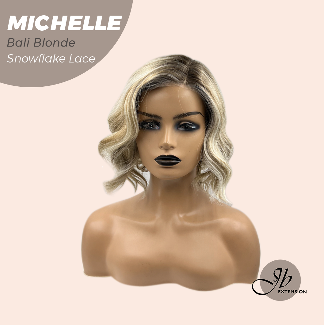 JBEXTENSION 10 Inches Bali Blonde Pre-Cut Side Part Snowflake Lace Frontlace Glueless Wig MICHELLE BALI BLONDE【BENDY EAR TABS】- M/L