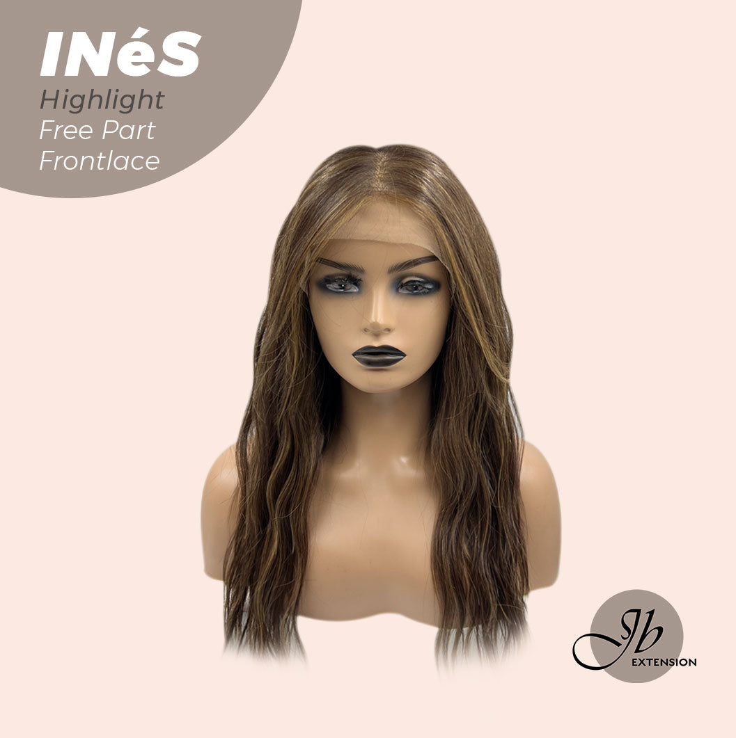 [FINAL SALE] JBEXTENSION 22 Inches Brown With Highlight Body Wave Pre-Cut Free Part Frontlae Glueless Wig INéS HIGHLIGHT