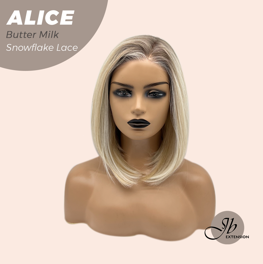 JBEXTENSION 12 Inches Butter Milk Pre-Cut Side Part Snowflake Lace Frontlace Glueless Wig ALICE BUTTER MILK【BENDY EAR TABS】- M/L