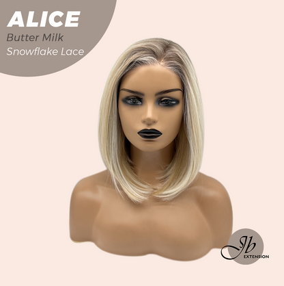 JBEXTENSION 12 Inches Butter Milk Pre-Cut Side Part Snowflake Lace Frontlace Glueless Wig ALICE BUTTER MILK【BENDY EAR TABS】- M/L