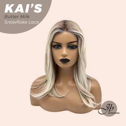 JBEXTENSION 18 Inches Butter Milk Pre-Cut Snowflake Lace Frontlace Glueless Wig KAI'S BUTTER MILK【PERMATEASE】【BENDY EAR TABS】- M/L