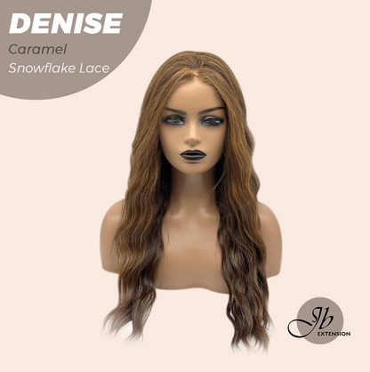 JBEXTENSION 24 Inches Caramel Wave Pre-Cut Snowflake Lace Frontlace Glueless Wig DENISE CARAMEL【PERMATEASE】【BENDY EAR TABS】- M/L