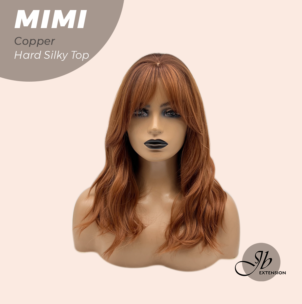 HOT OF SEASON - 16 Inches Scalpiana 3.5X4 Hard Silky Top Natural Scalp Effect Copper Body Wave Wig with Bangs Wig MIMI SILK TOP - COPPER
