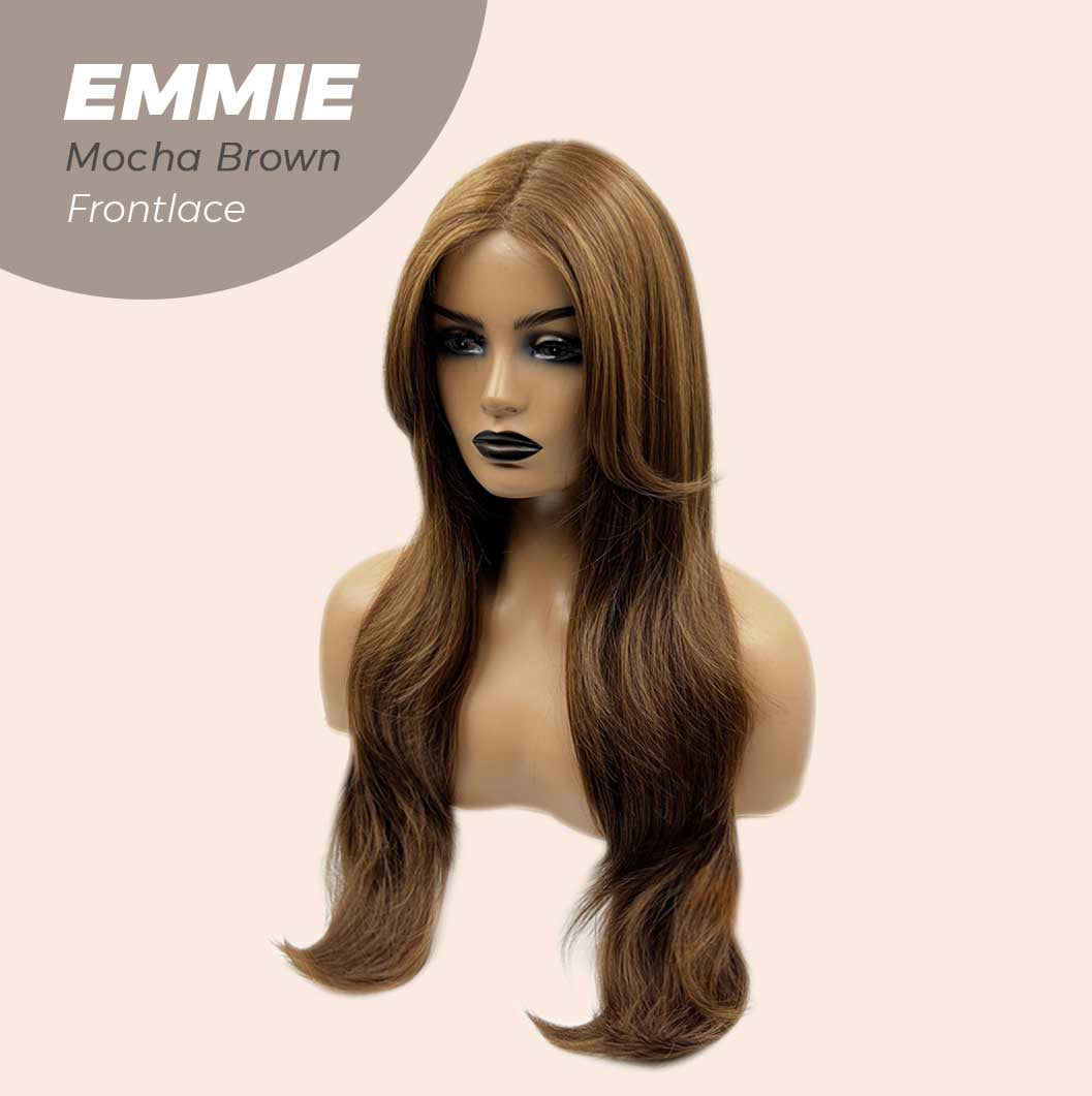 Get the look with our Pre-Cut Frontlace Glueless Wig EMMIE MOCHA BROWN