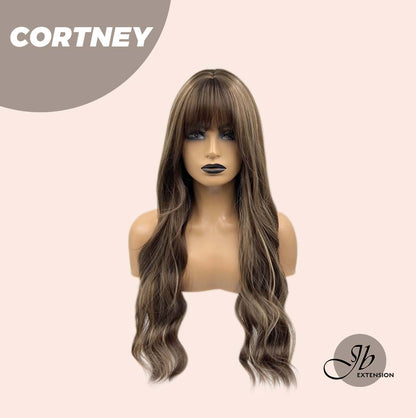 [FINAL SALE] JBEXTENSION 26 Inches Brown With Highlight Wave Wig With Bangs CORTNEY
