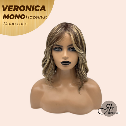 JBEXTENSION VERONICA MONO HAZELNUT Monofilament Handmade Wig 6X5 Full Monofilament Hand Tied Top Wig 12 Inches Hazelnut Wave Mono Lace Wig With Anti-slip Silicone Strips Glueless Wig VERONICA MONO HAZELNUT【BENDY EAR TABS】