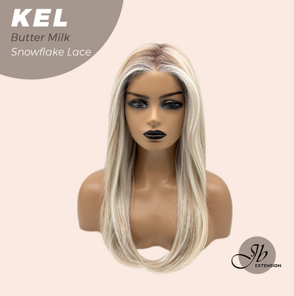 JBEXTENSION 22 Inches Butter Milk Pre-Cut Snowflake Lace Frontlace Glueless Wig KEL BUTTER MILK【PERMATEASE】【BENDY EAR TABS】- S/M