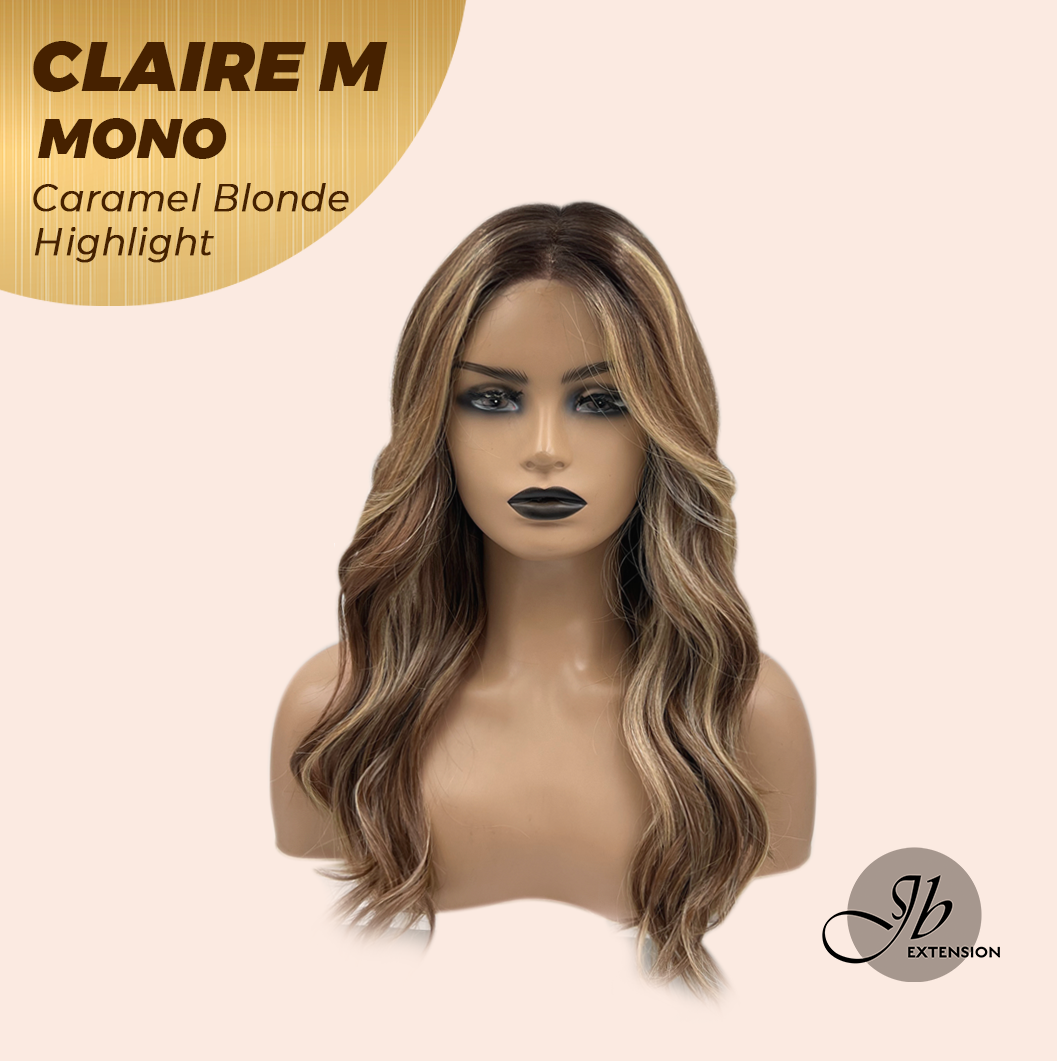 HOT OF SEASON - JBEXTENSION CLAIRE MONO CARAMEL BLONDE HIGHLIGHT Partial Monofilament Wig 22 Inches Caramel Blonde Highlight Partial Mono Lace Glueless Wig CLAIRE MONO CARAMEL BLONDE HIGHLIGHT【BENDY EAR TABS】