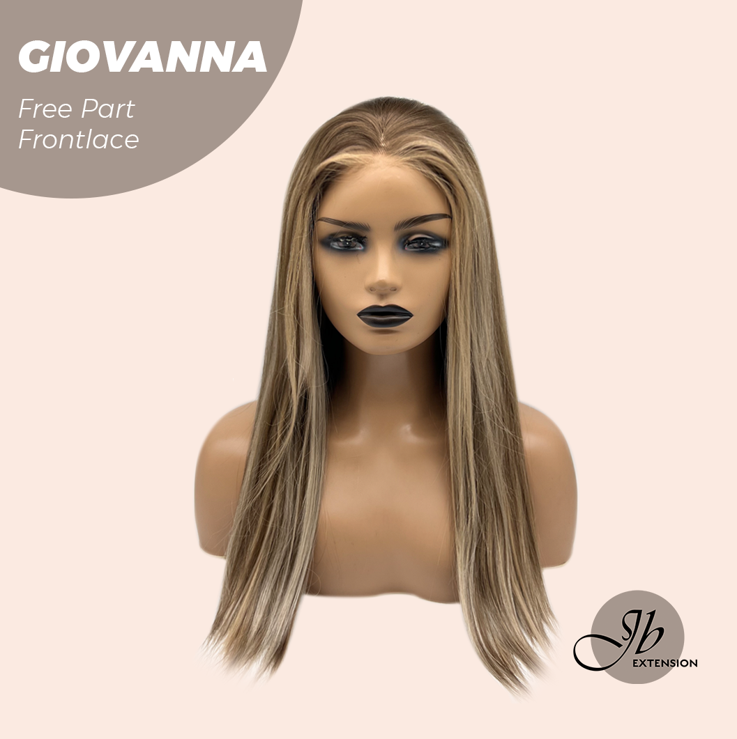 JBEXTENSION 22 Inches Mix Blonde Straight Fiber X, Tangle Less Pre-Cut Free Part Frontlace Glueless Wig GIOVANNA【FIBER X】