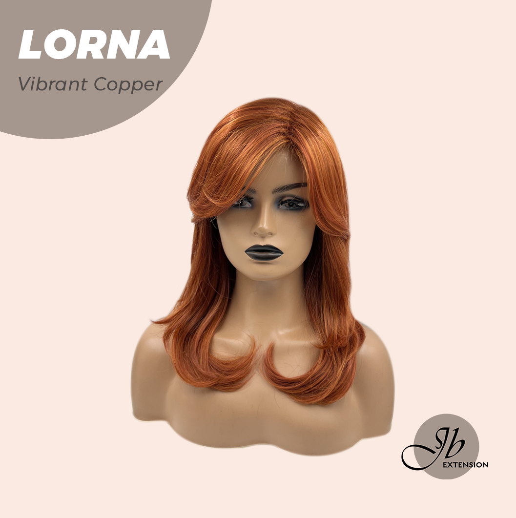 [FINAL SALE] HOT OF SEASON - 18 Inches Vibrant Copper Curly Women Fashion Full Machine Wig With Bangs LORNA VIBRANT COPPER【PLUS PERMATEASE】【BENDY EAR TABS】