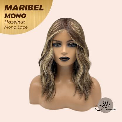 JBEXTENSION MARIBEL MONO HAZELNUT Monofilament Handmade Wig 6X5 Full Monofilament Hand Tied Top Wig 16 Inches Hazelnut Wave Mono Lace Wig With Anti-slip Silicone Strips Glueless Wig MARIBEL MONO HAZELNUT【BENDY EAR TABS】