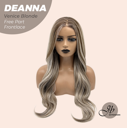 JBEXTENSION 28 Inches Long Venice Blonde Curly Pre-Cut Free Part Frontlace Glueless Wig DEANNA VENICE BLONDE