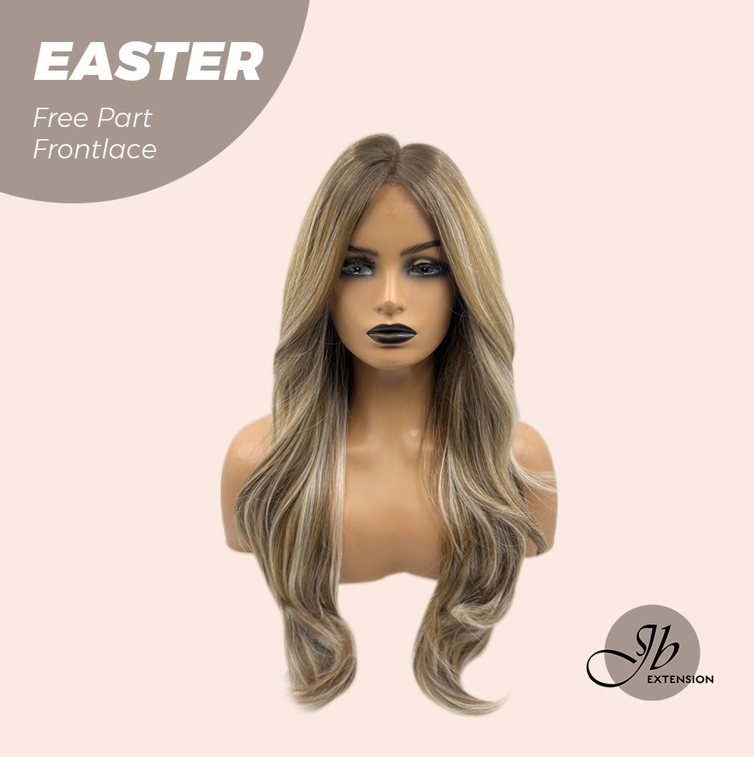 [FINAL SALE] JBEXTENSION 25 Inches Mix Blonde Curly Free Part Pre-Cut Frontlace Glueless Wig EASTER