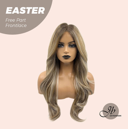 [FINAL SALE] JBEXTENSION 25 Inches Mix Blonde Curly Free Part Pre-Cut Frontlace Glueless Wig EASTER