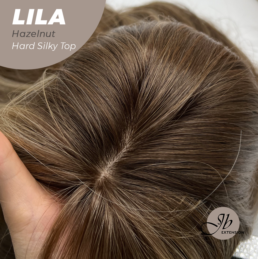 JBEXTENSION 20 Inches Scalpiana Hazelnut Wolf Cut 3.5X4 Hard Silky Top Natural Scalp Effect Wig With Bangs LILA HAZELNUT