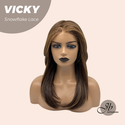 [FINAL SALE] JBEXTENSION 20 Inches Caramel Pre-Cut Snowflake Lace Frontlace Glueless Wig VICKY【PERMATEASE】【BENDY EAR TABS】- M/L