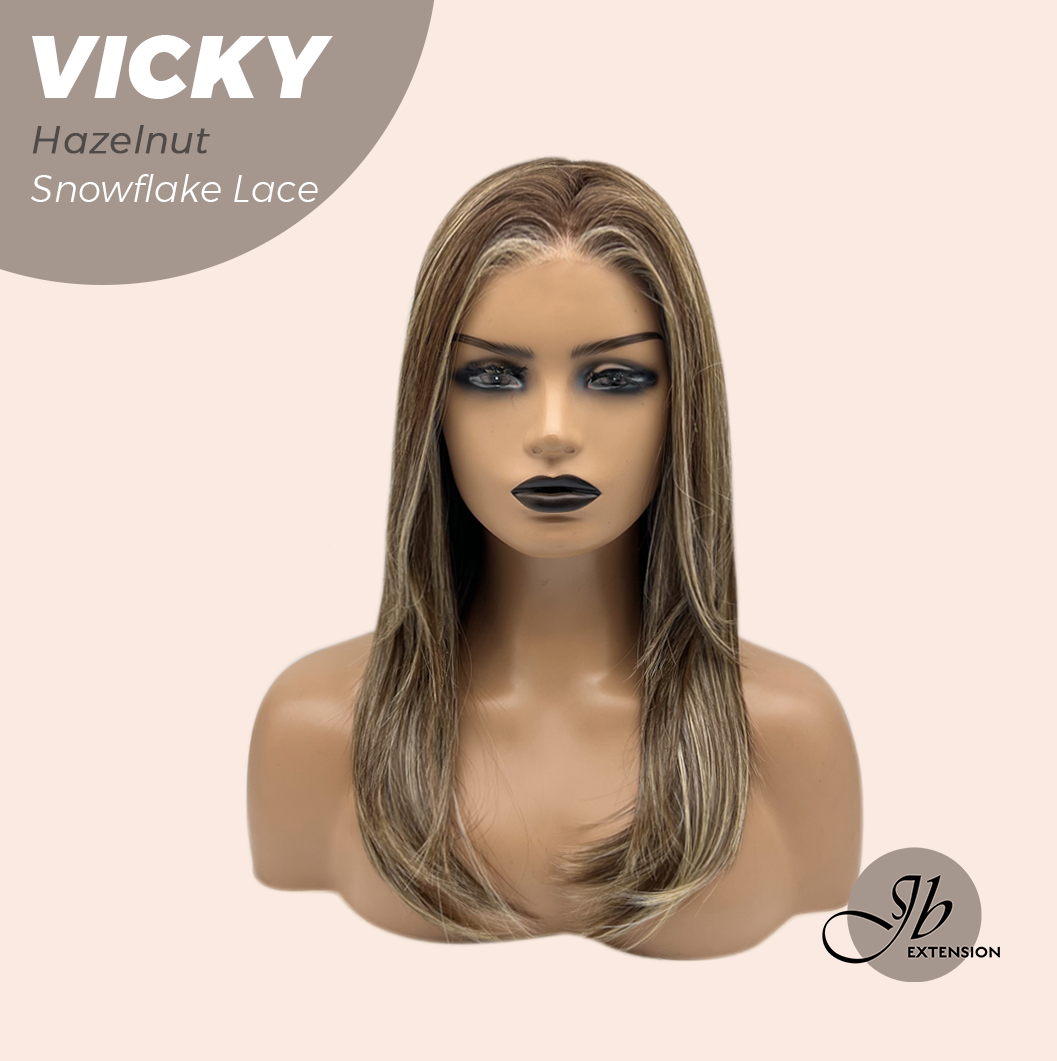 [FINAL SALE] JBEXTENSION 20 Inches Hazelnut Pre-Cut Snowflake Lace Frontlace Glueless Wig VICKY HAZELNUT【PERMATEASE】【BENDY EAR TABS】- S/M