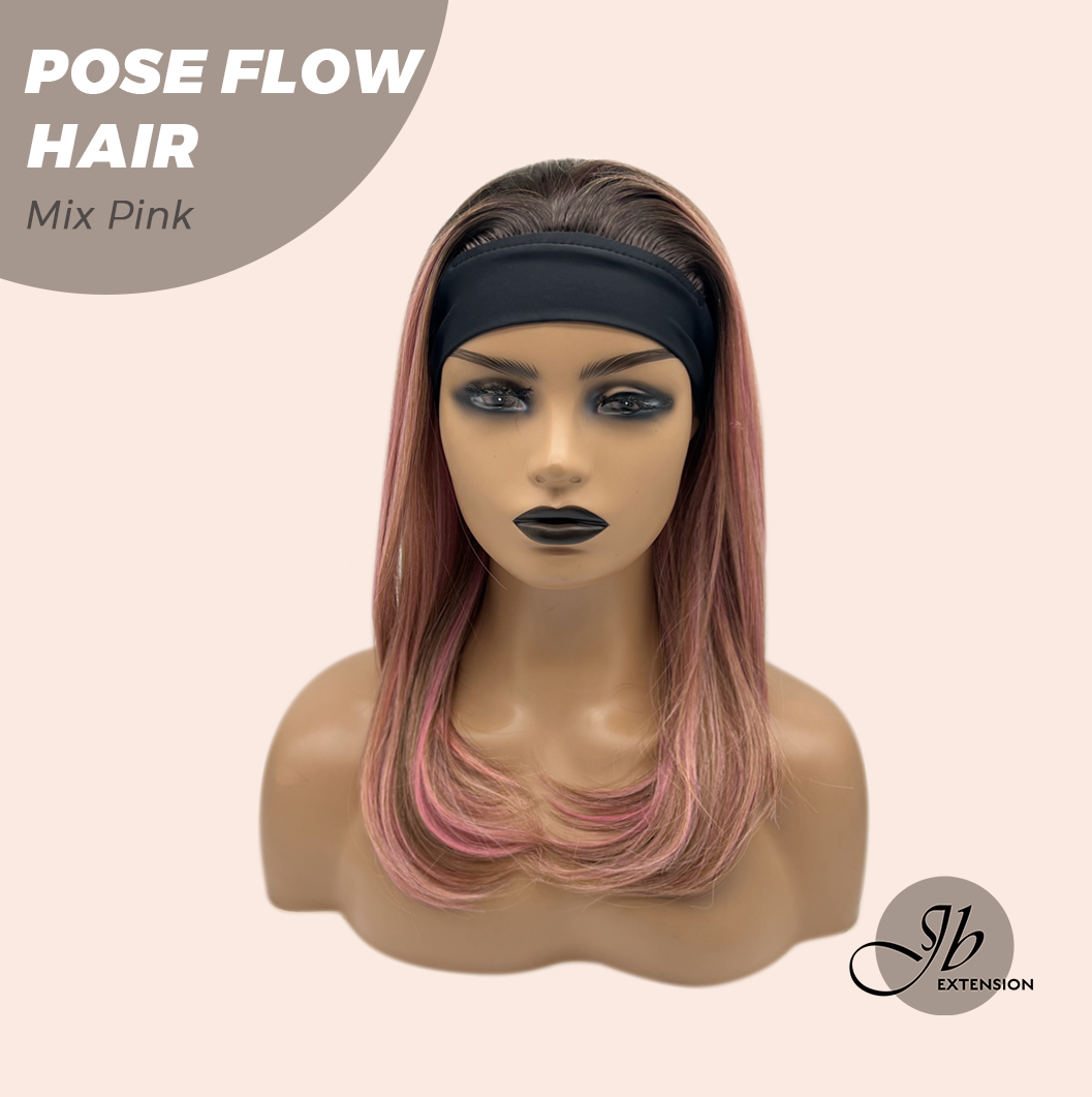 JBEXTENSION 18 Inches Mix Pink Headband Wig POSE FLOW HAIR - MIX PINK