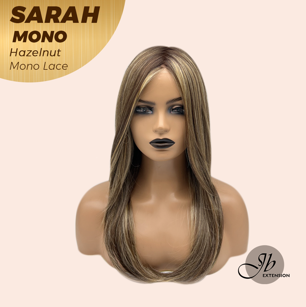 JBEXTENSION SARAH MONO Full Monofilament Wig 22 Inches Hazelnut Color Full Mono Lace Glueless With Anti-slip Silicone Strips Wig SARAH MONO HAZELNUT【BENDY EAR TABS】