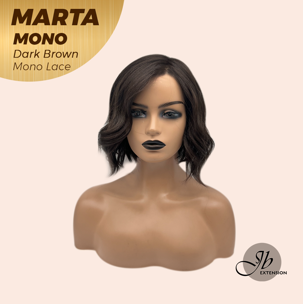 [FINAL SALE] JBEXTENSION MARTA MONO DARK BROWN Monofilament Handmade Wig 6X5 Full Monofilament Hand Tied Top Wig 10 Inches Dark Brown Mono Lace Handmade Futura Fiber Wig With Anti-slip Silicone Strips Glueless Wig MARTA MONO DARK BROWN【BENDY EAR TABS】