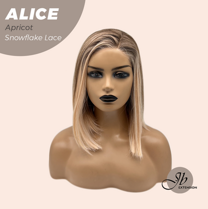 JBEXTENSION 12 Inches Apricot Pre-Cut Side Part Snowflake Lace Frontlace Glueless Wig ALICE APRICOT【BENDY EAR TABS】- S/M