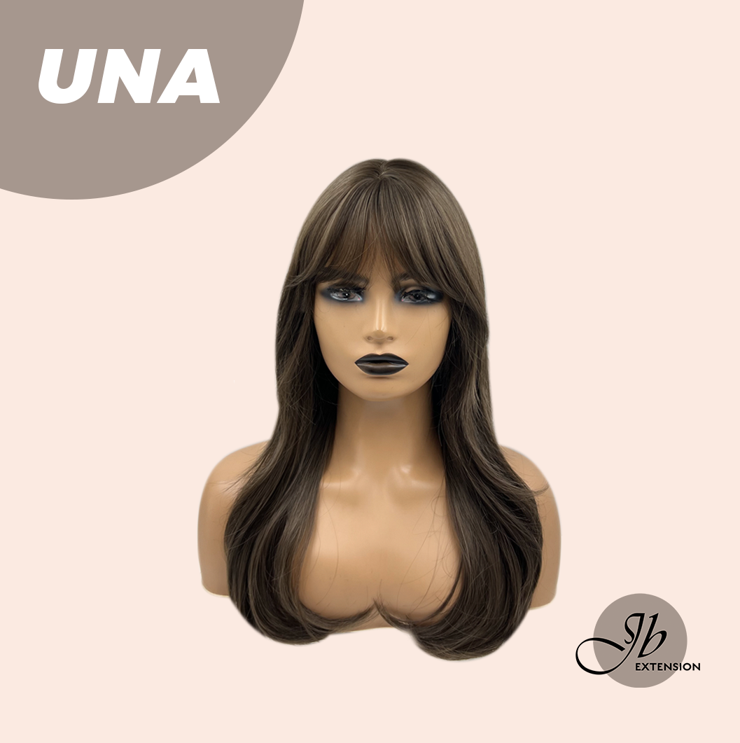 JBEXTENSION 22 Inches Cold Brown Wave With Bangs Wig UNA