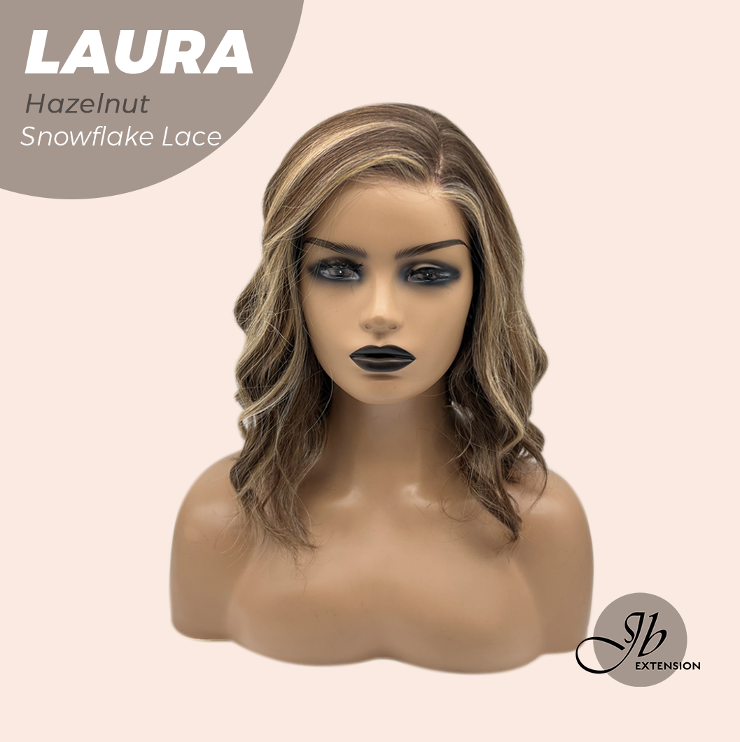 JBEXTENSION 14 Inches Hazelnut Pre-Cut Side Part Snowflake Lace Frontlace Glueless Wig LAURA SNOWFLAKE HAZELNUT【BENDY EAR TABS】- S/M