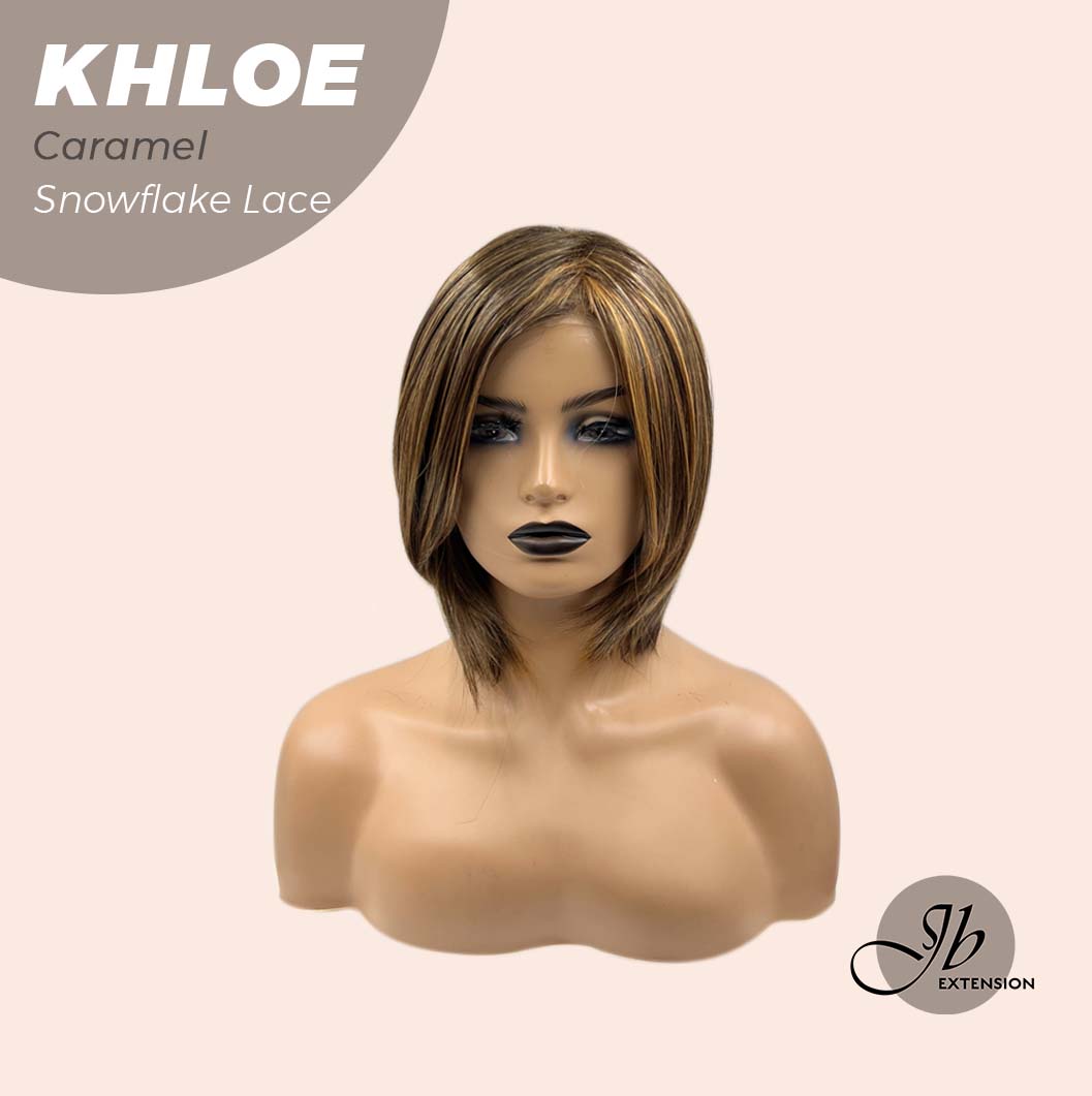 Nichole's Selection - 12 Inches Bob Cut Caramel Pre-Cut Snowflake Lace Frontlace Glueless Wig KHLOE LACE【PERMATEASE】【BENDY EAR TABS】