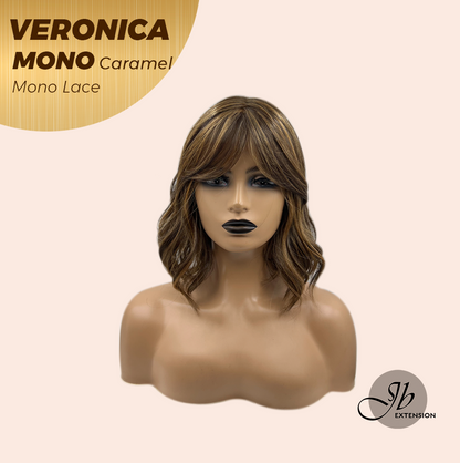 HOT OF SEASON - 12 Inches Caramel Wave Monofilament Handmade Wig 6X5 Full Monofilament Hand Tied Top Wig Mono Lace Wig With Anti-slip Silicone Strips Glueless Wig VERONICA MONO CARAMEL【BENDY EAR TABS】