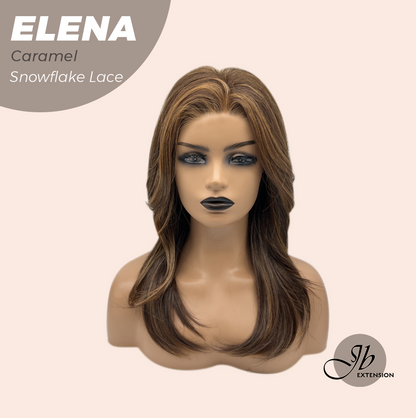 [FINAL SALE] JBEXTENSION 18 Inches Caramel Pre-Cut Snowflake Lace Frontlace Glueless Wig ELENA CARAMEL【PERMATEASE】【BENDY EAR TABS】- M/L