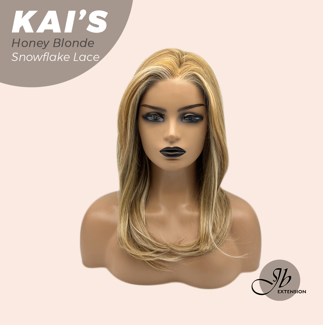 [FINAL SALE] JBEXTENSION 18 Inches Honey Blonde Pre-Cut Snowflake Lace Frontlace Glueless Wig KAI'S HONEY BLONDE【PERMATEASE】【BENDY EAR TABS】