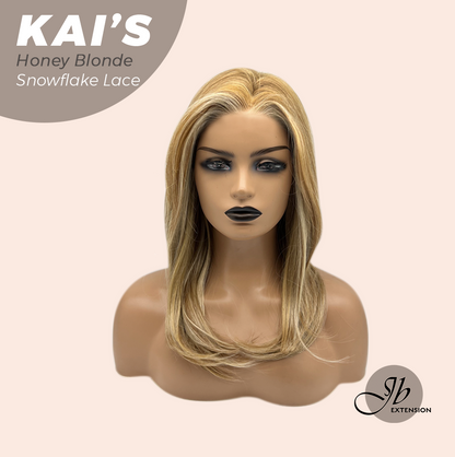 [FINAL SALE] JBEXTENSION 18 Inches Honey Blonde Pre-Cut Snowflake Lace Frontlace Glueless Wig KAI'S HONEY BLONDE【PERMATEASE】【BENDY EAR TABS】