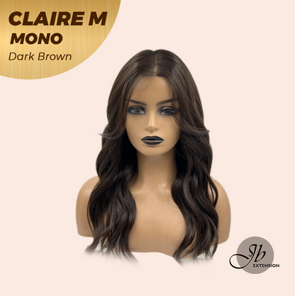 HOT OF SEASON - CLAIRE MONO DARK BROWN Partial Monofilament Wig 22 Inches Dark Brown Partial Mono Lace Glueless Wig CLAIRE MONO DARK BROWN【BENDY EAR TABS】