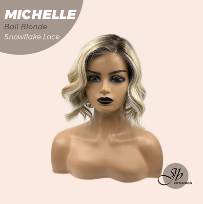 JBEXTENSION 10 Inches Bali Blonde Pre-Cut Side Part Snowflake Lace Frontlace Glueless Wig MICHELLE BALI BLONDE【BENDY EAR TABS】- S/M