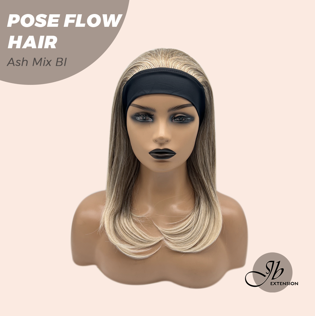 JBEXTENSION 18 Inches Ash Mix Blonde Headband Wig POSE FLOW HAIR - ASH MIX BLONDE