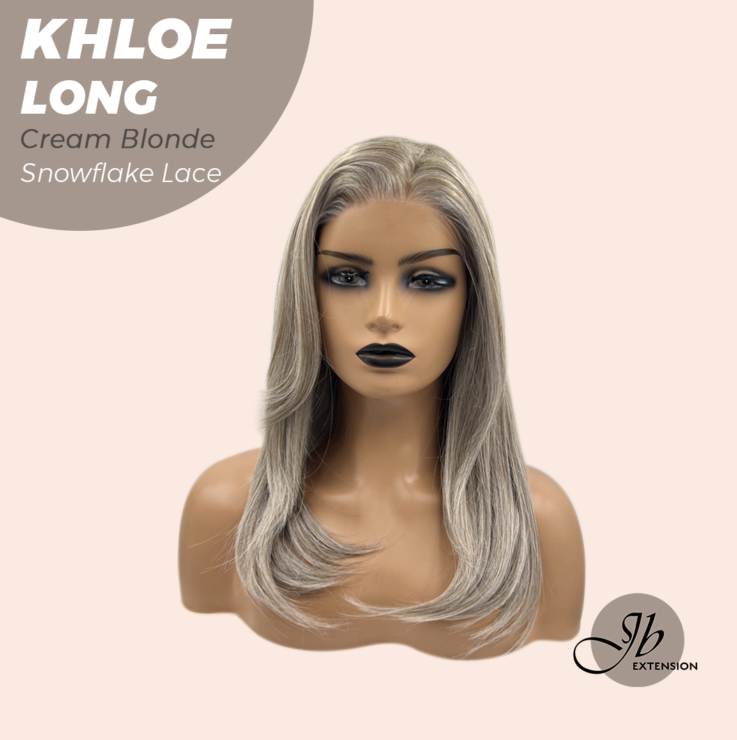 [FINAL SALE] JBEXTENSION 18 Inches Cream Blonde Pre-Cut Snowflake Lace Frontlace Glueless Wig KHLOE LONG CREAM BLONDE【PERMATEASE】【BENDY EAR TABS】