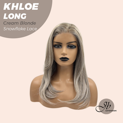 [FINAL SALE] JBEXTENSION 18 Inches Cream Blonde Pre-Cut Snowflake Lace Frontlace Glueless Wig KHLOE LONG CREAM BLONDE【PERMATEASE】【BENDY EAR TABS】