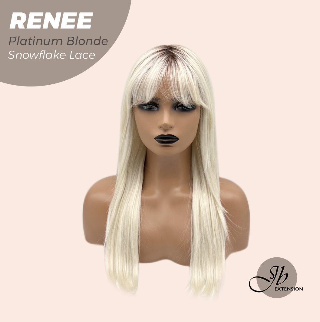 [FINAL SALE] JBEXTENSION 21 Inches Platinum Blonde Pre-Cut Arc Snowflake Lace Frontlace Glueless Wig RENEE PLATINUM BLONDE【BENDY EAR TABS】