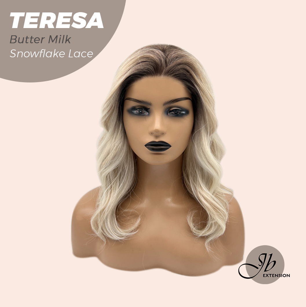 JBEXTENSION 18 Inches Butter Milk Pre-Cut Snowflake Lace Frontlace Glueless Wig TERESA BUTTER MILK【PERMATEASE】【BENDY EAR TABS】- M/L