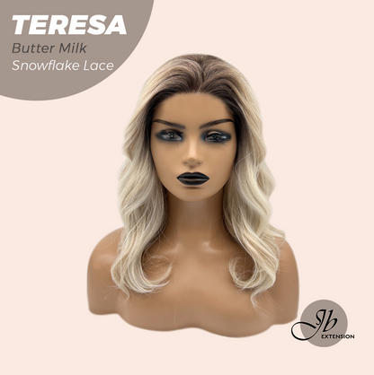 JBEXTENSION 18 Inches Butter Milk Pre-Cut Snowflake Lace Frontlace Glueless Wig TERESA BUTTER MILK【PERMATEASE】【BENDY EAR TABS】- M/L